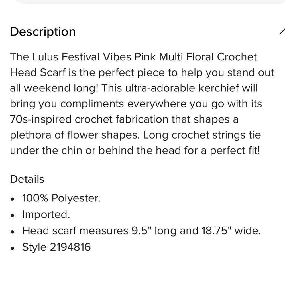 Floral Crochet Headscarf - Picture 4 of 5